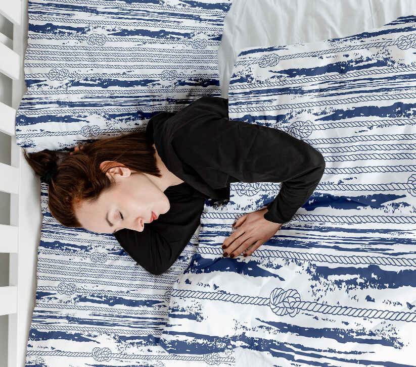 Set di biancheria da letto con coperta terapeutica motivo a righe