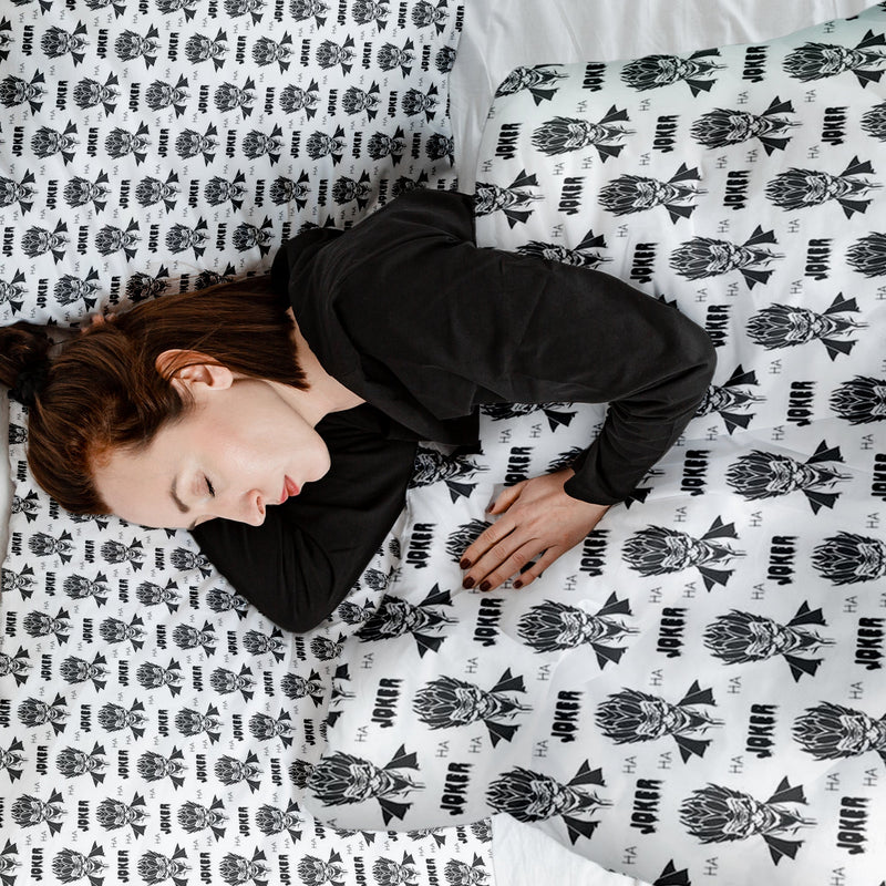 Set di biancheria da letto con coperta terapeutica Joker nero-bianco