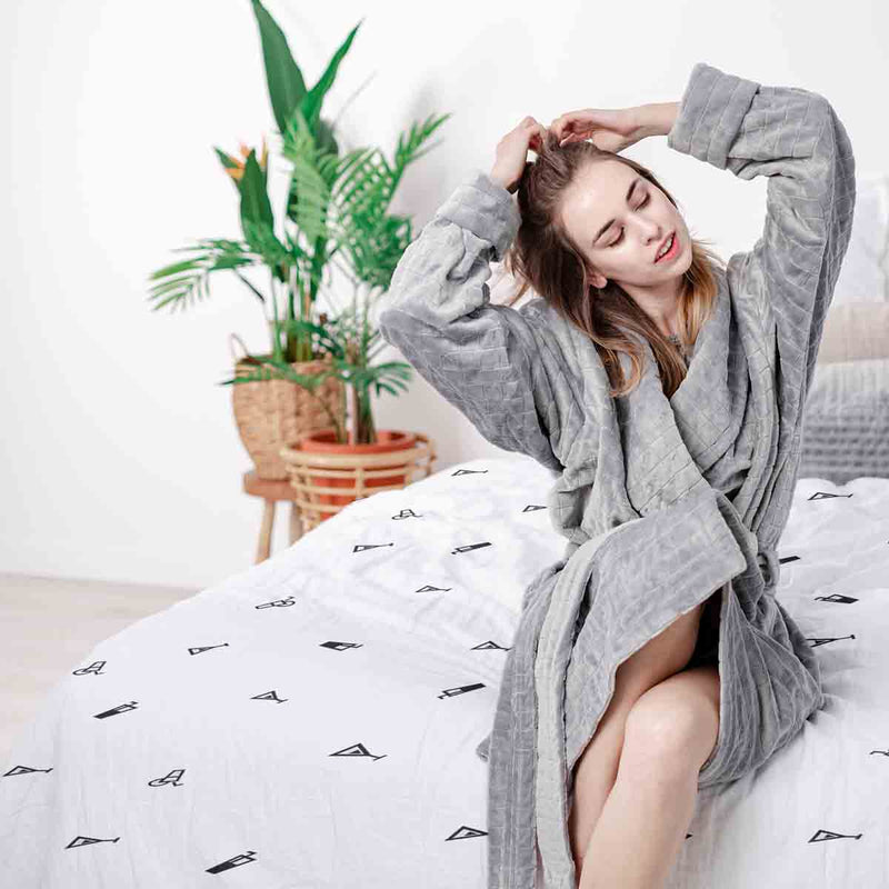 Set di biancheria da letto con coperta terapeutica bianca cocktail