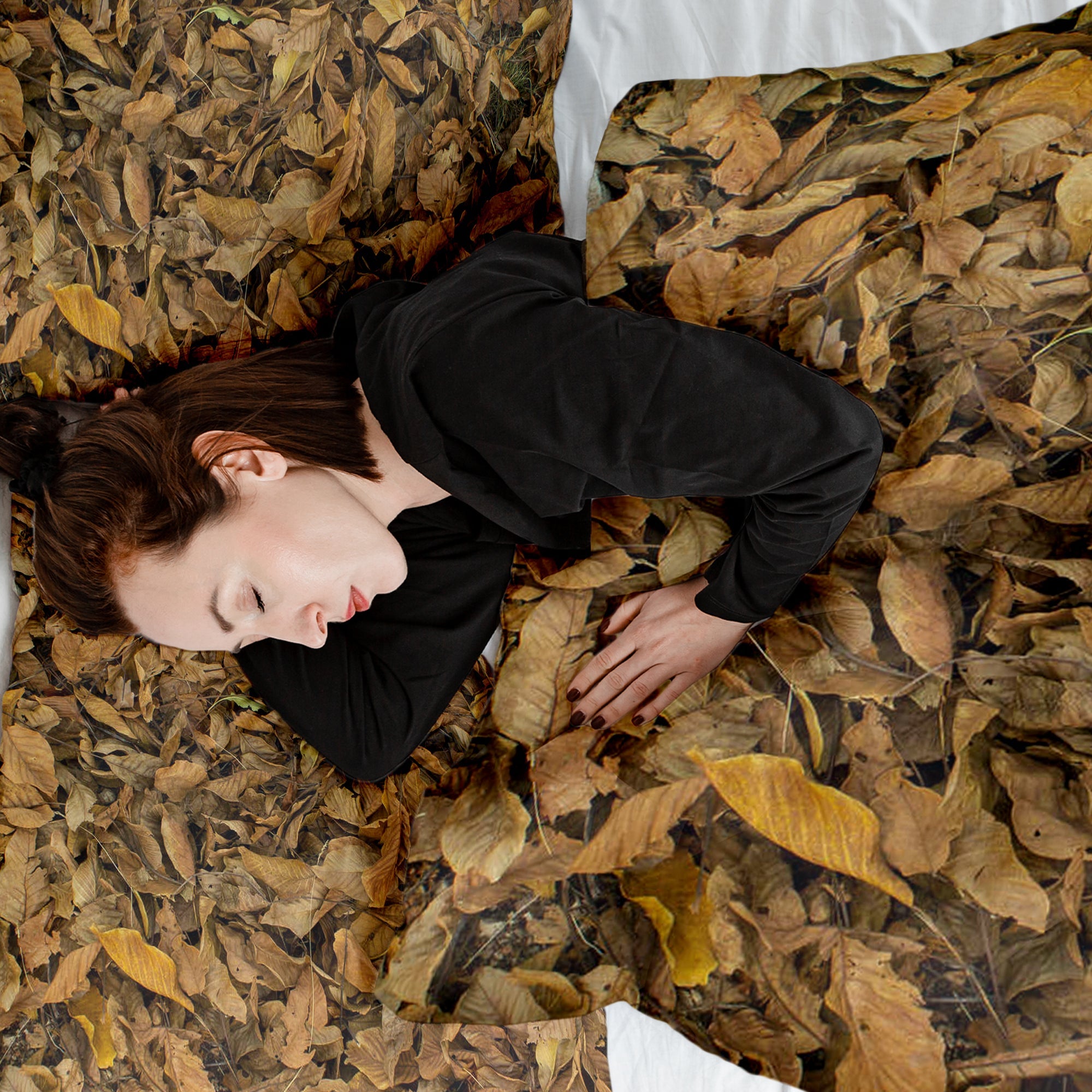 Set di biancheria da letto con coperte terapeutiche foglie autunnali