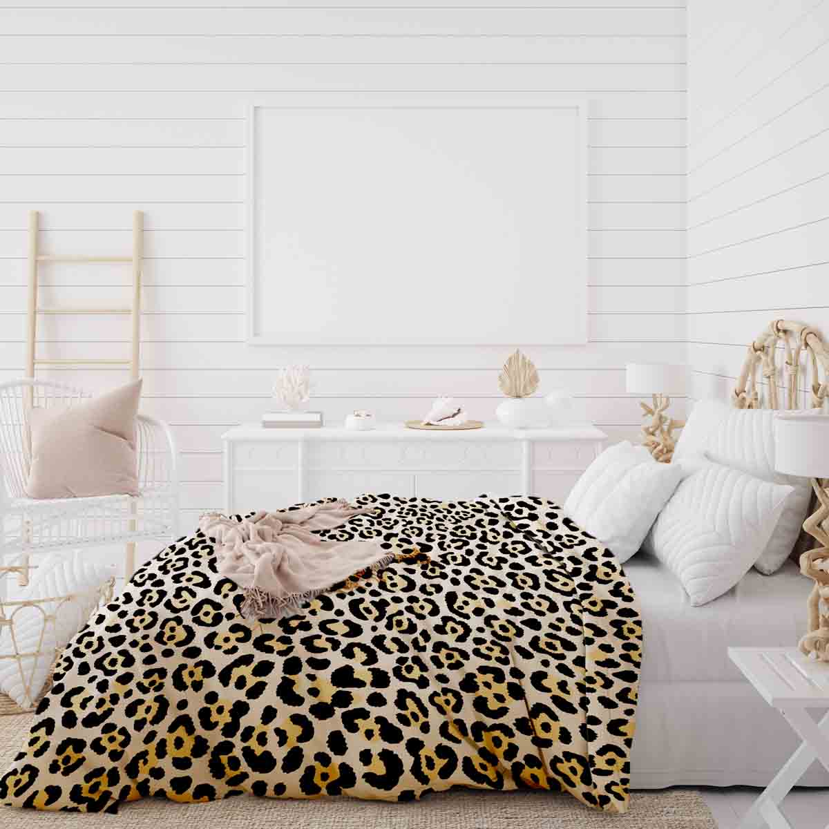 Set copripiumino coperta terapeutica stampa leopardo