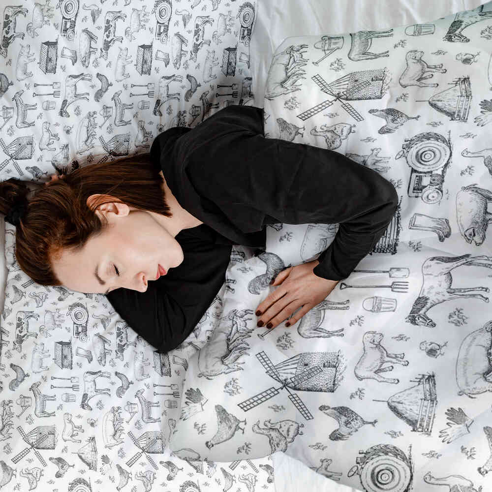 Set di biancheria da letto con coperta terapeutica grigio fattoria