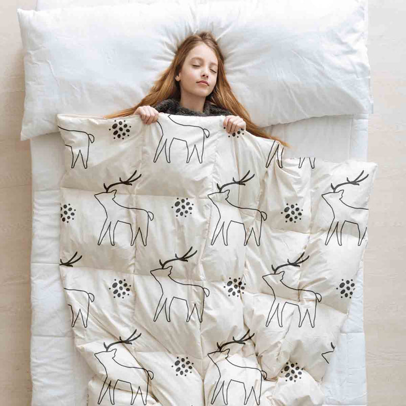 Coperta terapeutica originale - Rivestimento in cotone bianco con cervo