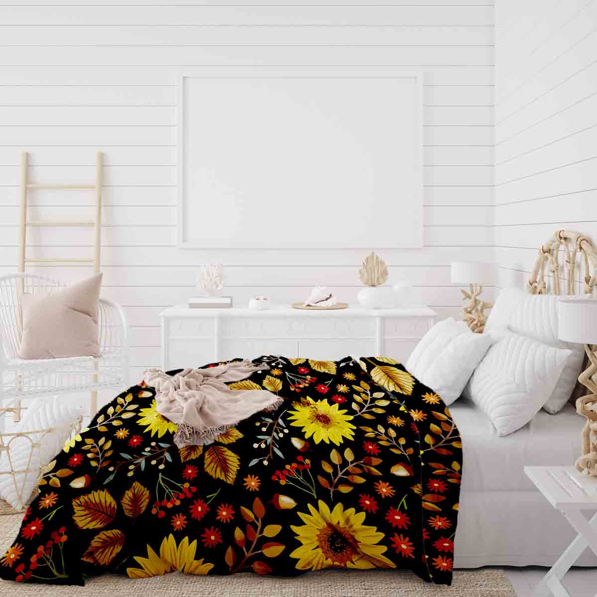 Set di biancheria da letto con coperta terapeutica con girasole