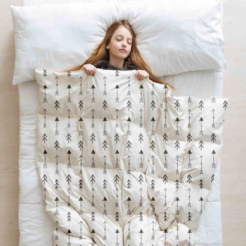 Set di biancheria da letto con coperte terapeutiche bianco con molte frecce nere