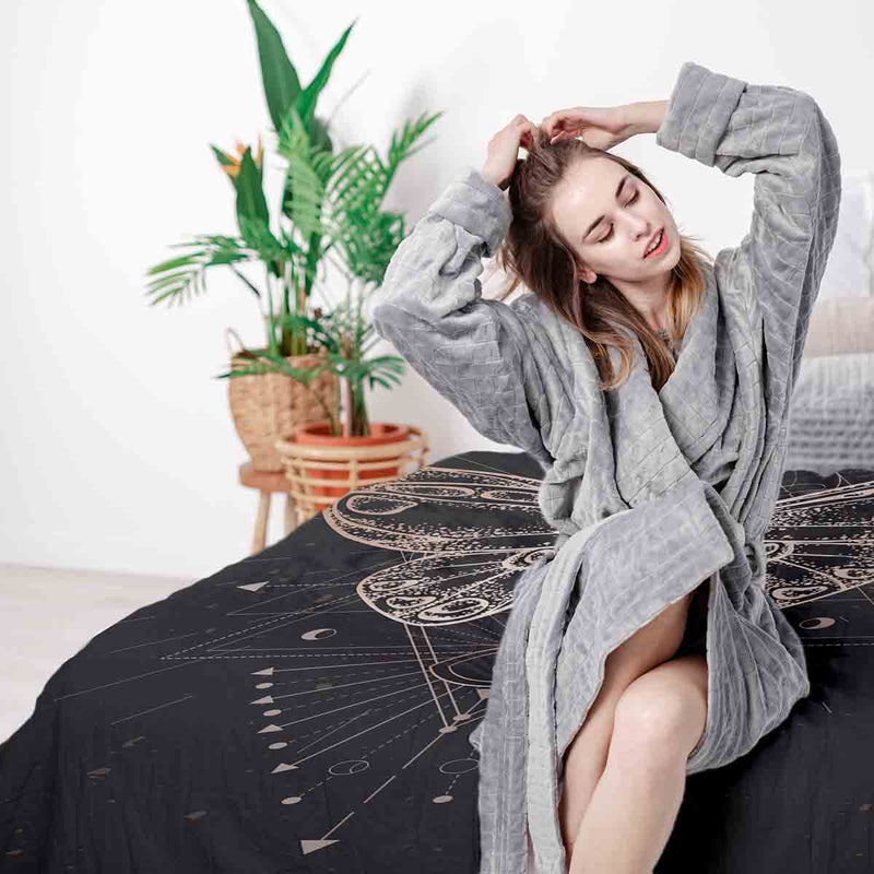 Coperta terapeutica originale - Rivestimento in cotone nero con farfalla