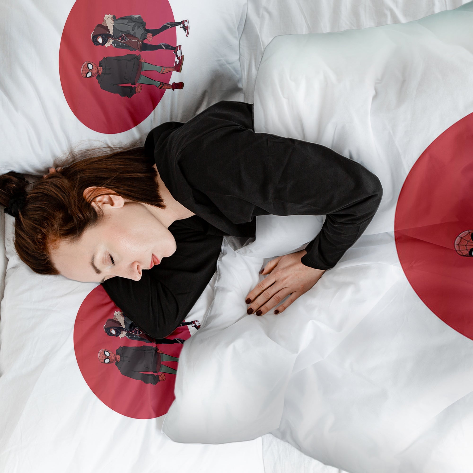 Set di biancheria da letto con coperta terapeutica bianca con Spiderman