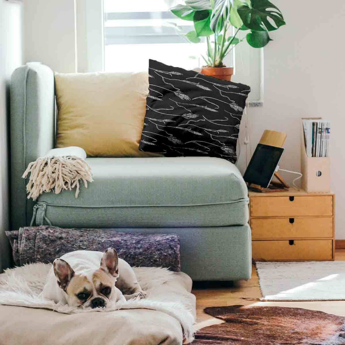 Cuscino per la salute grigio scuro con rami bianchi