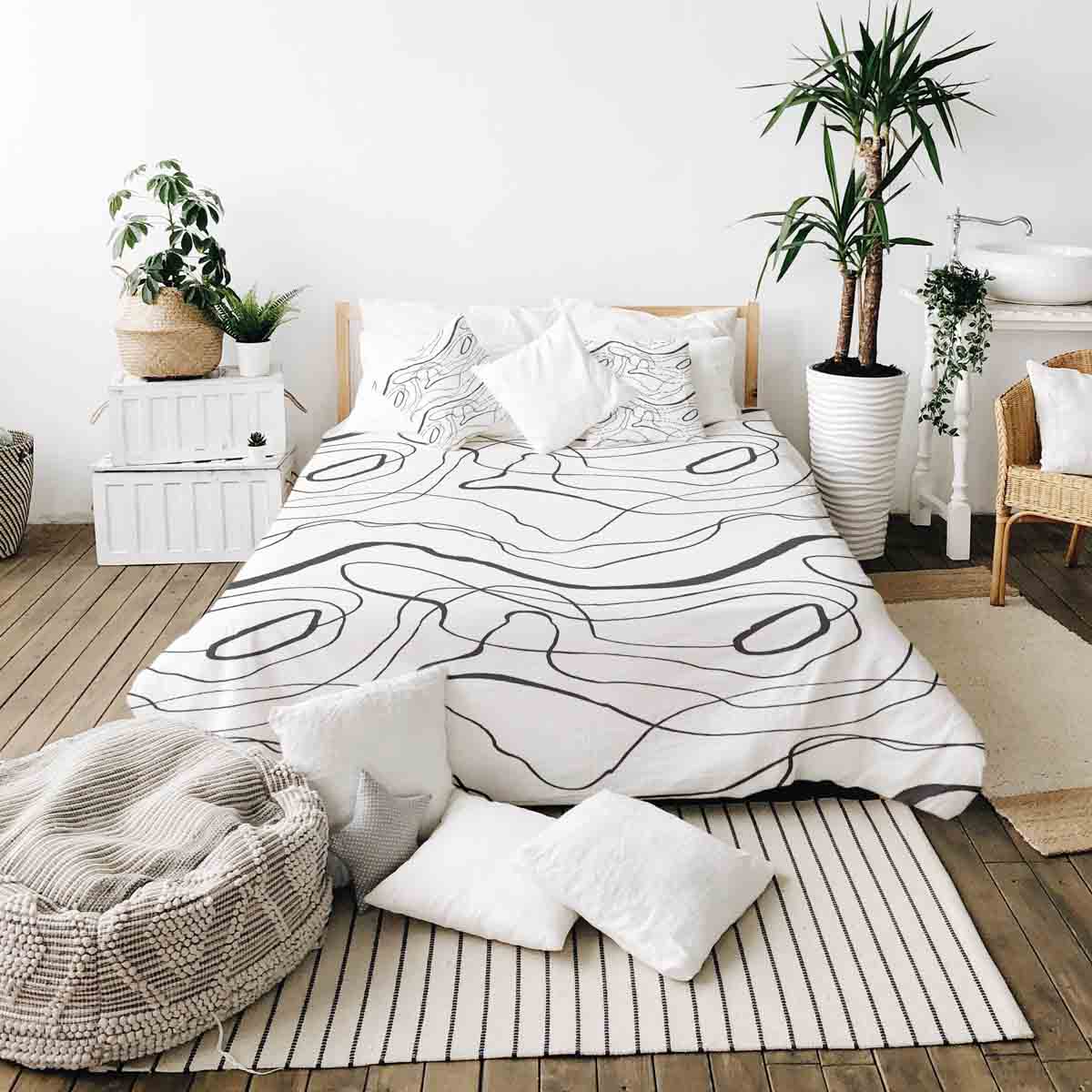 Coperta terapeutica originale - Rivestimento in cotone con linee serpentine nere