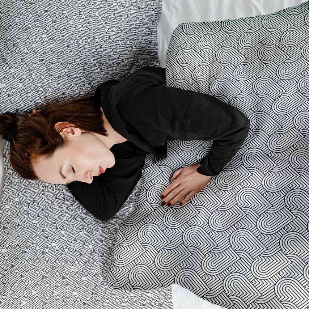 Coperta terapeutica originale - Rivestimento in cotone grigio cuori geometrici