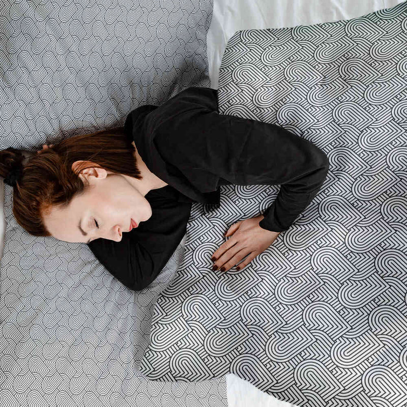 Coperta terapeutica originale - Rivestimento in cotone grigio cuori geometrici