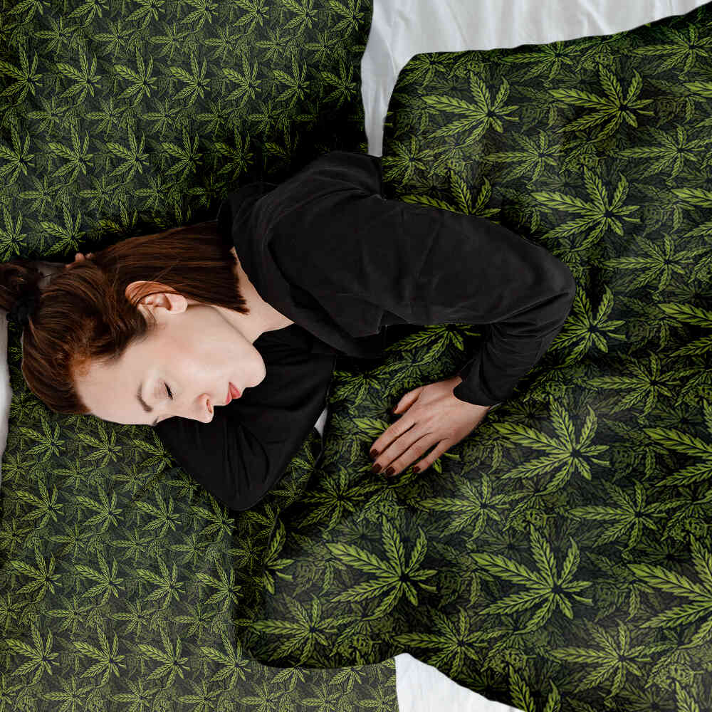 Set di biancheria da letto con coperta terapeutica a foglia di canapa