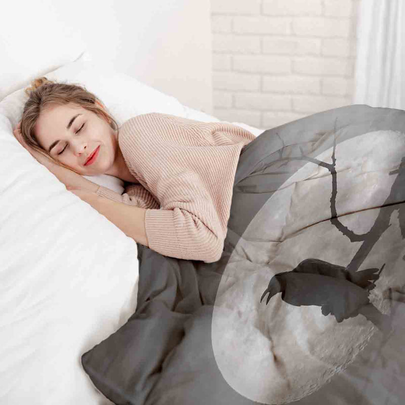 Set di biancheria da letto con coperta terapeutica Corvo nella luce della luna