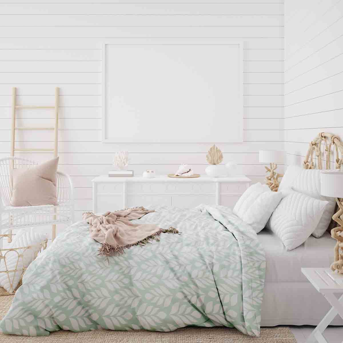 Set di biancheria da letto con coperte terapeutiche verde con abeti