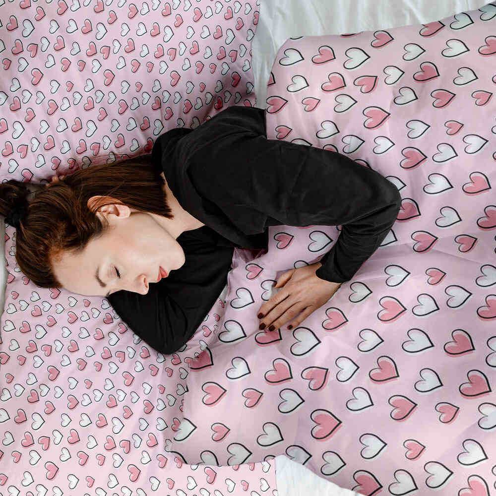 Set di biancheria da letto con coperte terapeutiche e dolci cuoricini