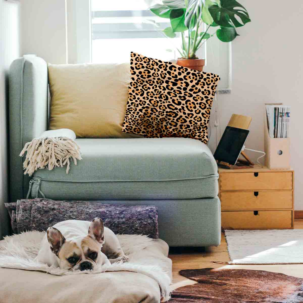 Cuscino salute stampa leopardo