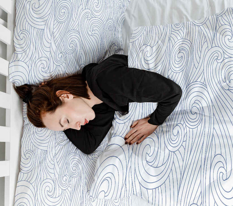 Set di biancheria da letto con coperte terapeutiche onde blu