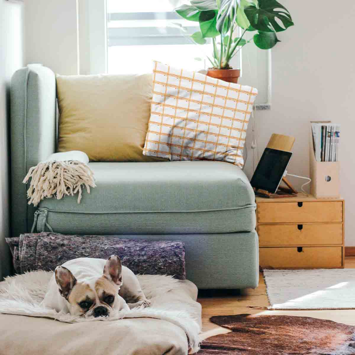 Cuscino salute giallo a quadri