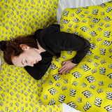 Set di biancheria da letto con coperta terapeutica gialla Ha Ha