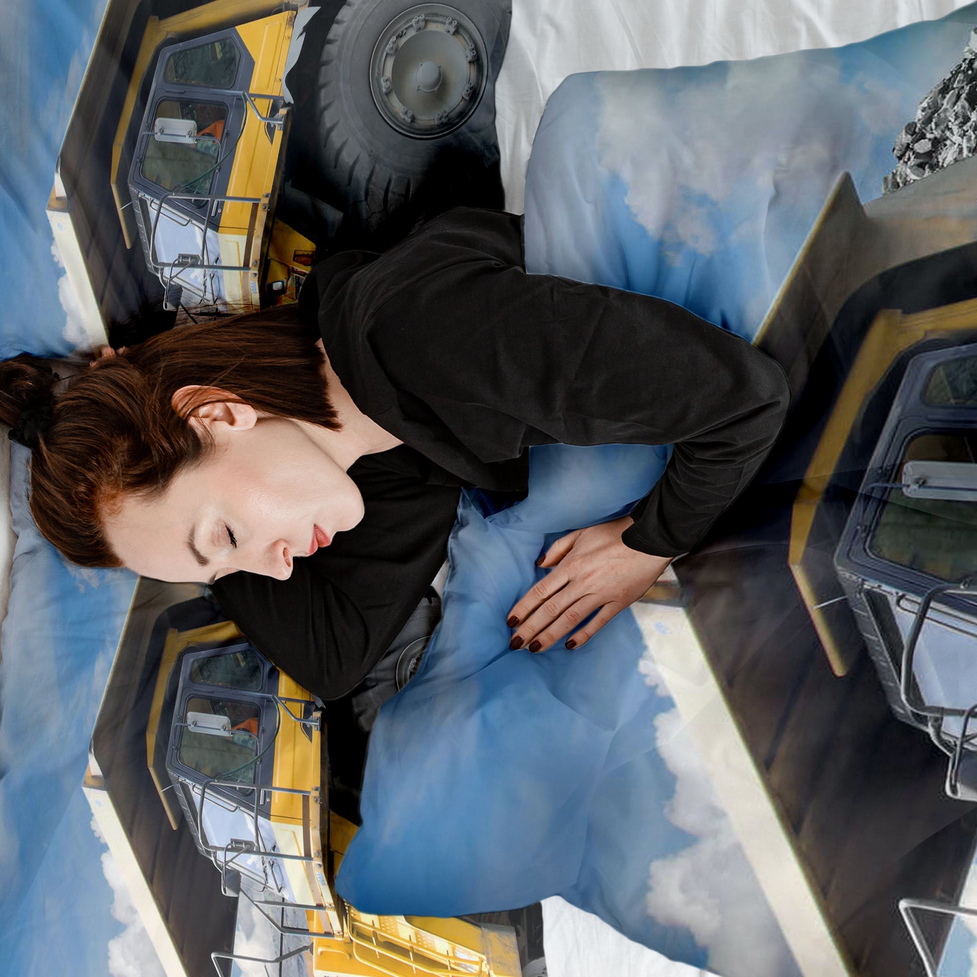 Set di biancheria da letto con coperta terapeutica camion giallo