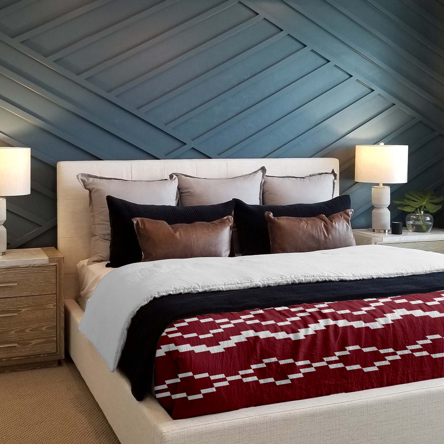 Set di biancheria da letto con coperta terapeutica e motivo natalizio rosso