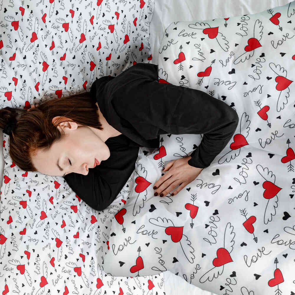 Set di biancheria da letto con coperta terapeutica L'amore dà le ali