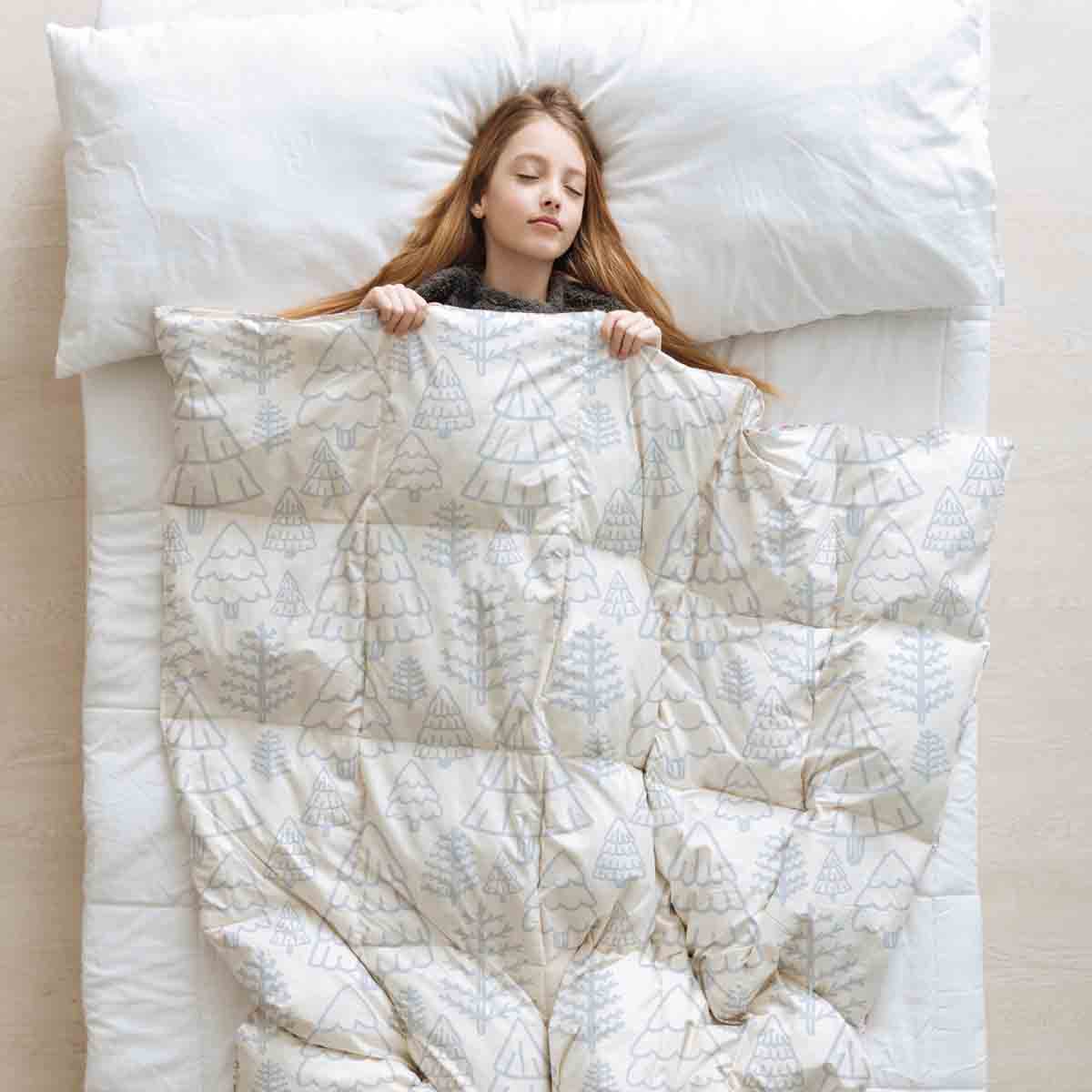 Set di biancheria da letto con coperta terapeutica delicata foresta