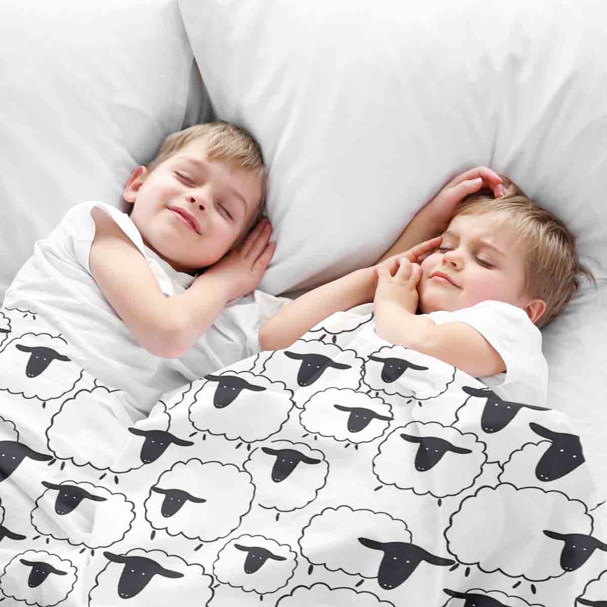 Coperta terapeutica originale - Rivestimento in cotone bianco con pecore