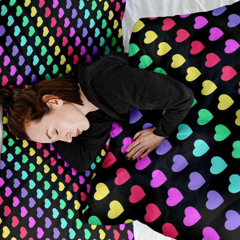 Set di biancheria da letto con coperte terapeutiche cuori colorati