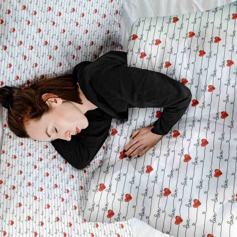 Coperta terapeutica originale - Rivestimento in cotone bianco con scritta Love