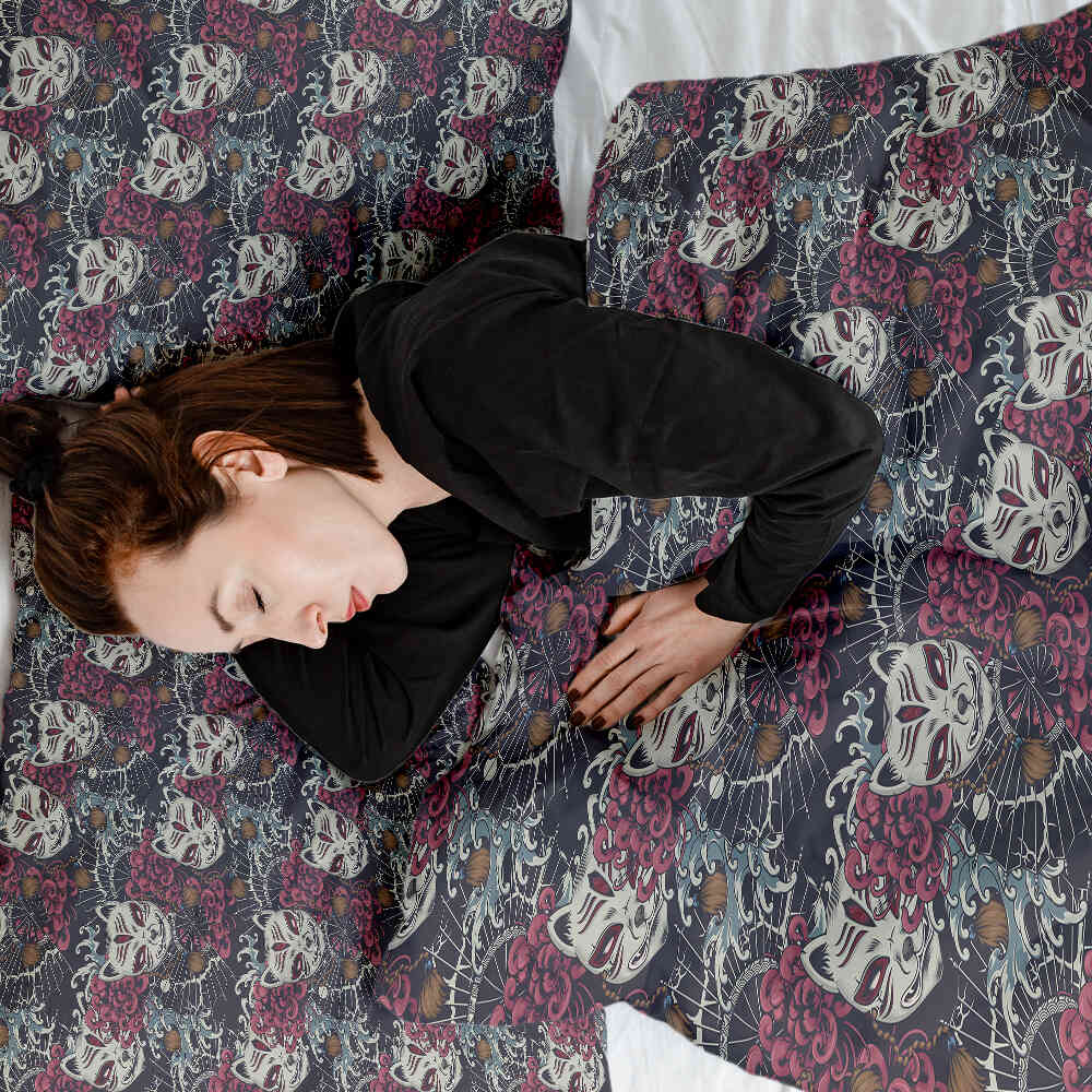 Set di biancheria da letto con coperta terapeutica Gatto spaventoso