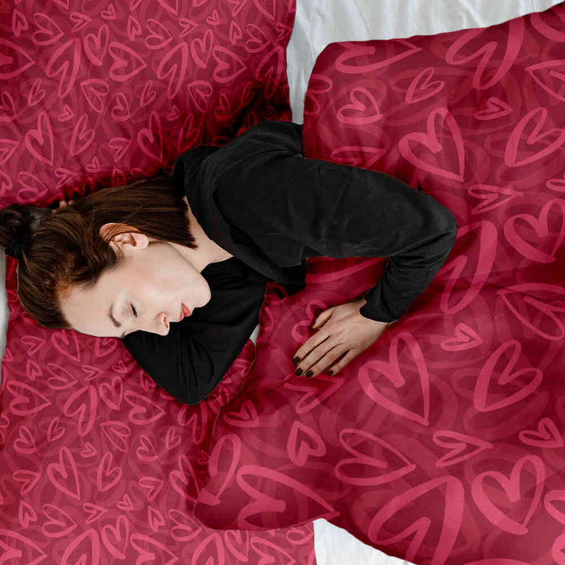 Coperta terapeutica originale - Rivestimento in cotone rosso con motivo a cuore rosa