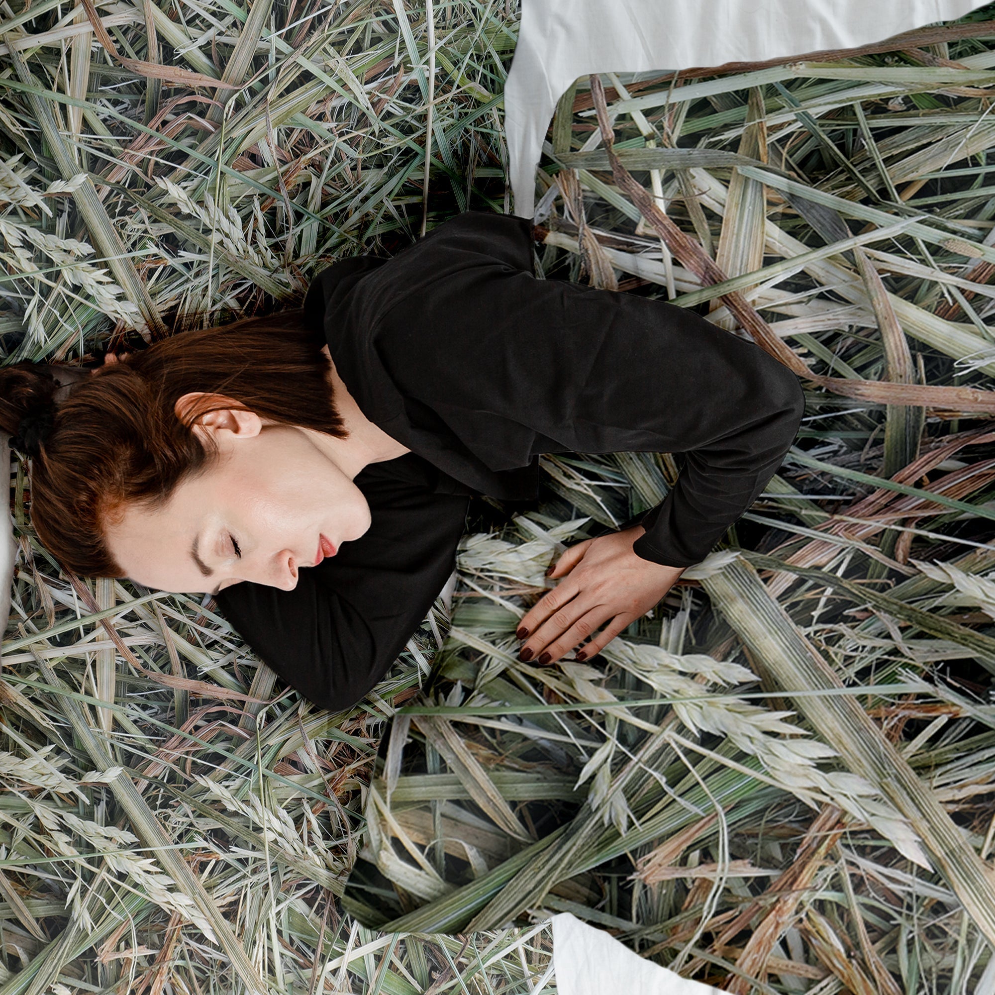 Set di biancheria da letto con coperta terapeutica bianca con paglia