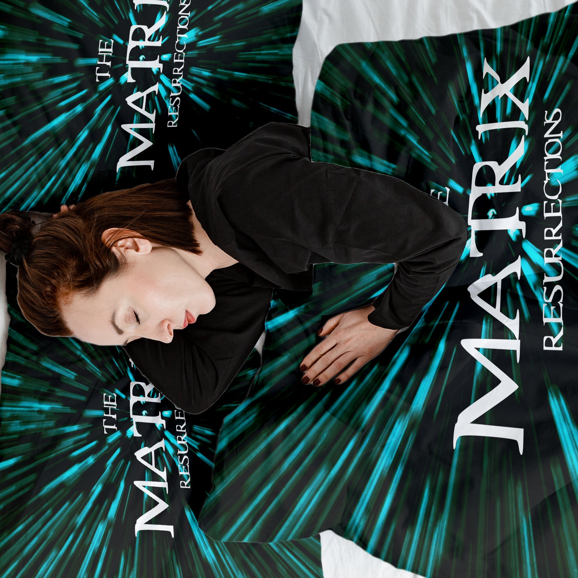 Set di biancheria da letto con coperta terapeutica con scritta The Matrix