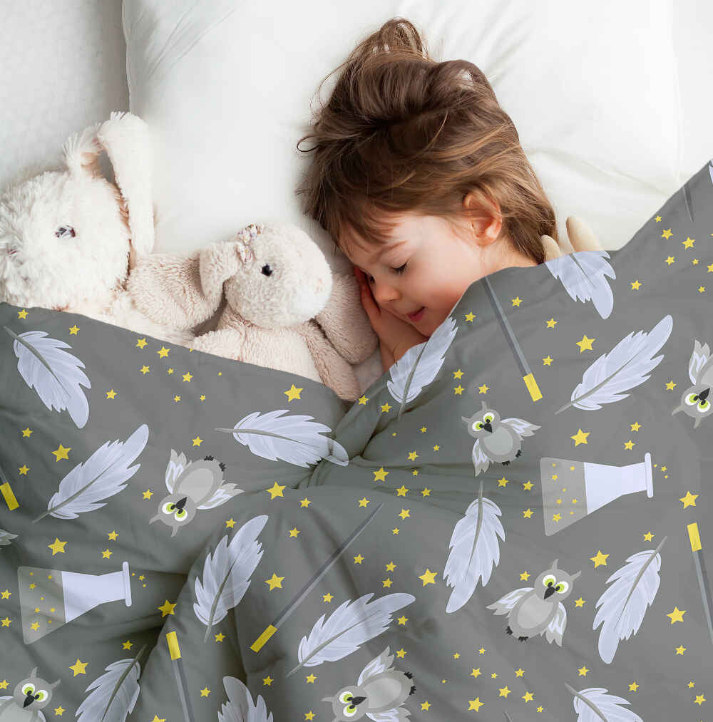 Set di biancheria da letto con coperta terapeutica nero bacchetta magica