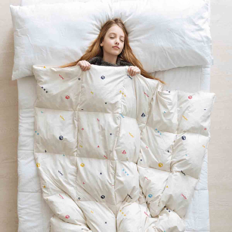 Coperta terapeutica originale - Rivestimento in cotone bianco con forme colorate