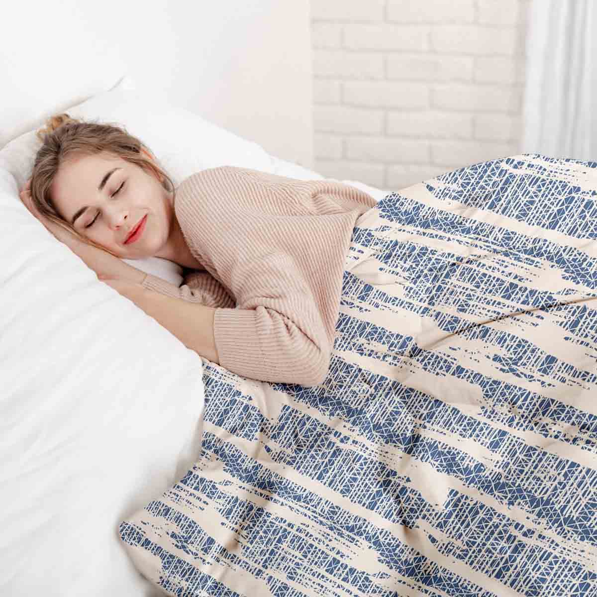 Set di biancheria da letto con coperta terapeutica e motivo blu