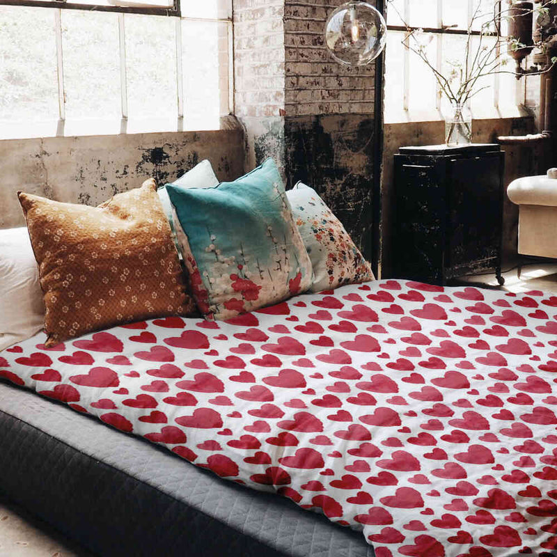 Coperta terapeutica originale - Rivestimento in cotone cuori rossi