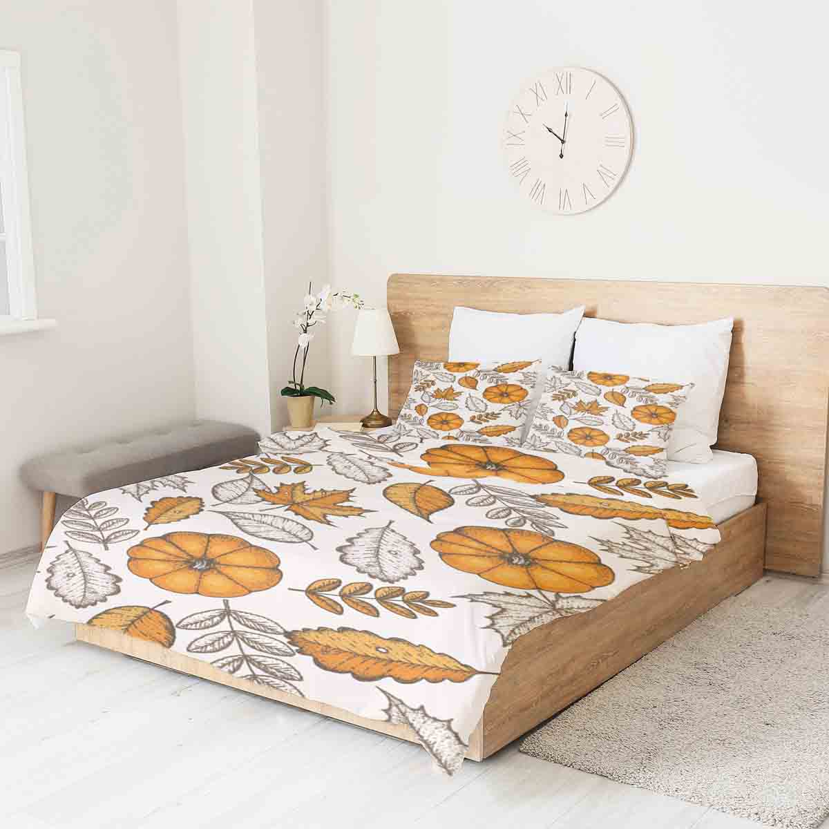 Coperta terapeutica originale - Rivestimento in cotone bianco con foglia e zucca