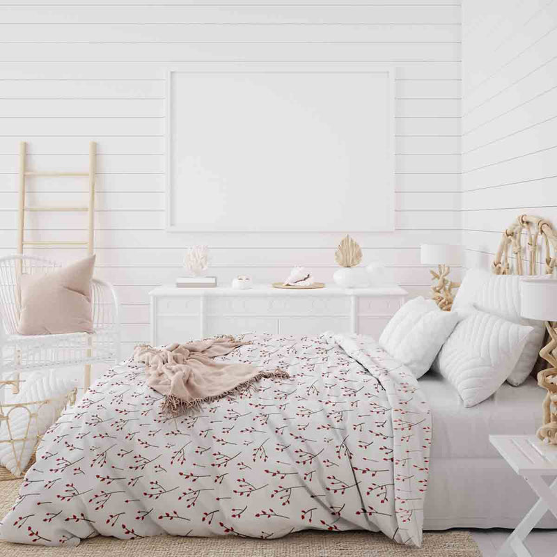 Set di biancheria da letto con coperte terapeutiche bianco con delicate rose
