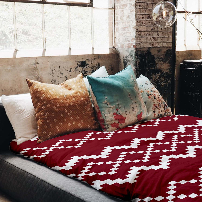Set di biancheria da letto con coperta terapeutica e motivo natalizio rosso