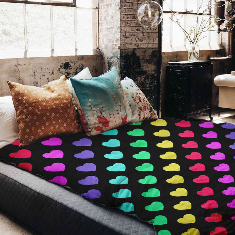 Set di biancheria da letto con coperte terapeutiche cuori colorati