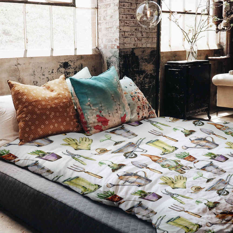 Set di biancheria da letto con coperte terapeutiche bianco giardinaggio