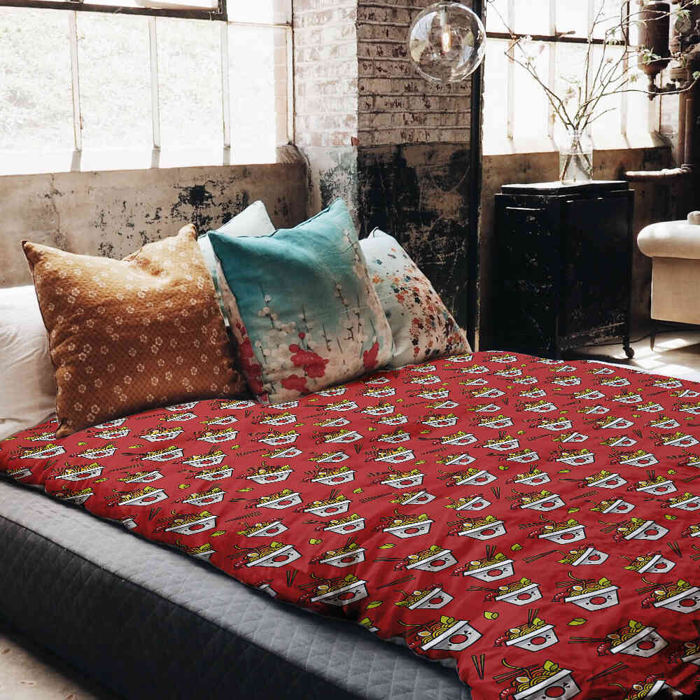 Set di biancheria da letto con coperta terapeutica rosso da asporto