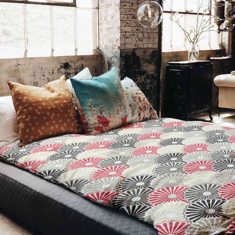 Set di biancheria da letto con coperte terapeutiche e fiori astratti colorati