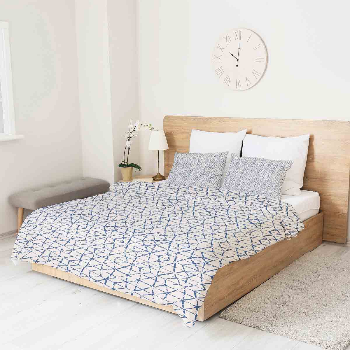 Coperta terapeutica originale - Rivestimento in cotone bianco con delicate forme blu