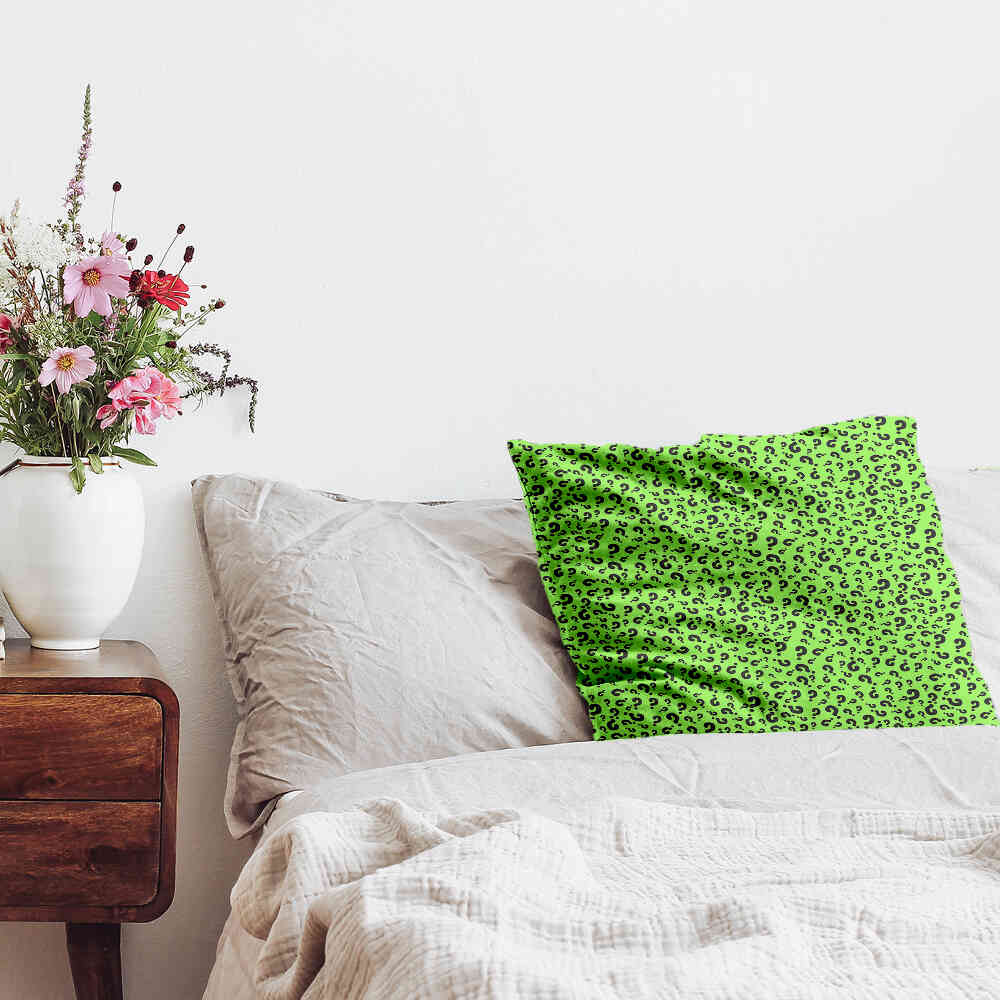 Cuscino salute verde chiaro con punto interrogativo