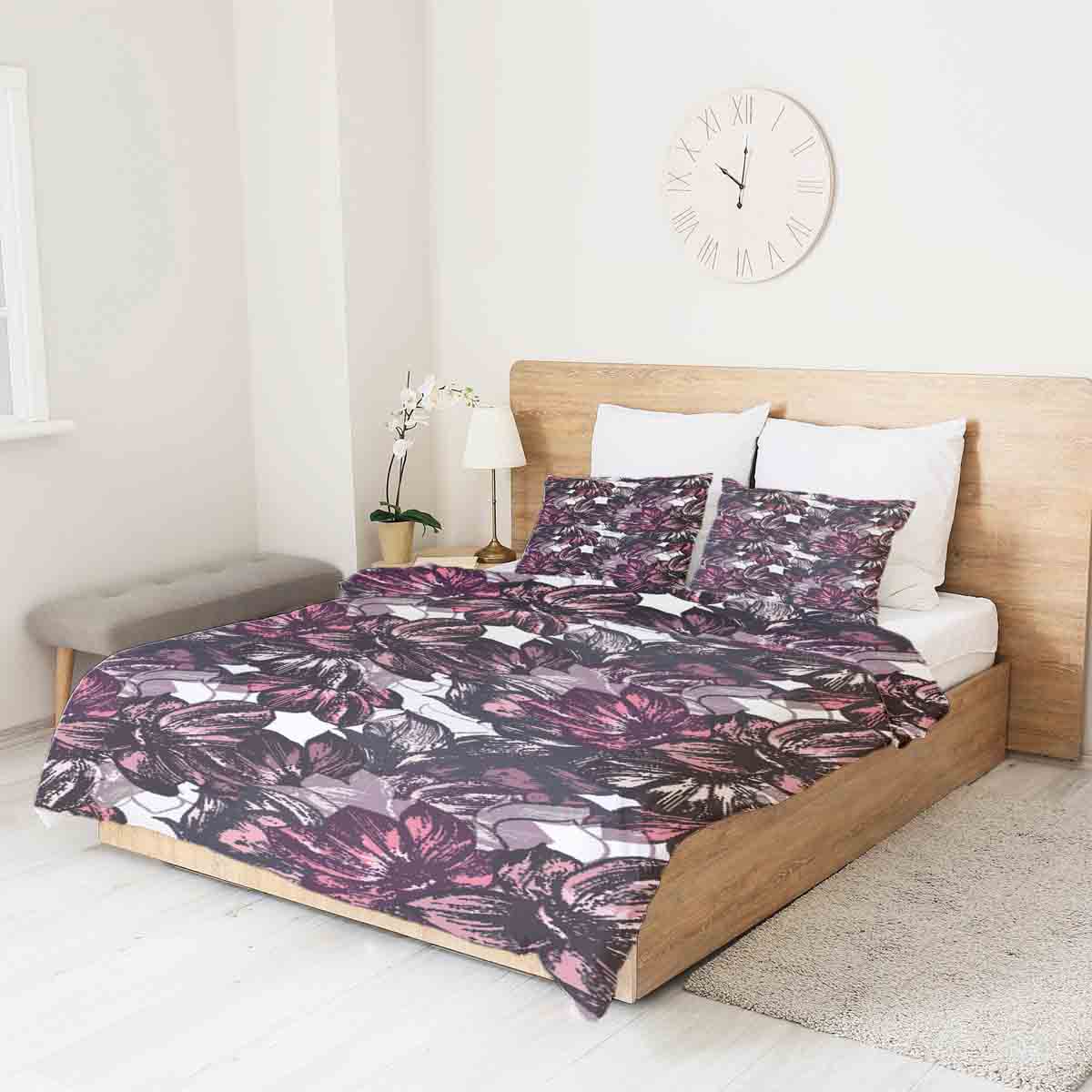 Set di biancheria da letto con coperta terapeutica e mare di fiori viola