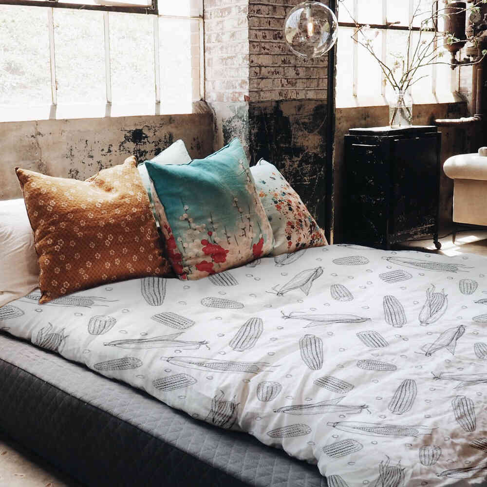 Set di biancheria da letto con coperta terapeutica pannocchia di mais grigia