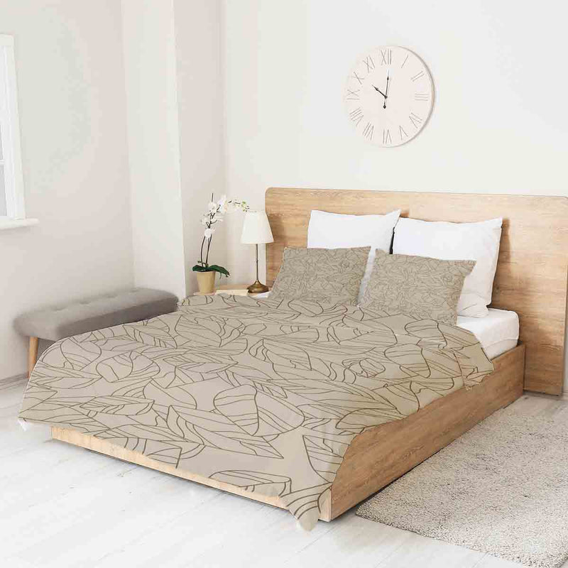 Coperta terapeutica originale - Rivestimento in cotone beige con motivo a foglia nero